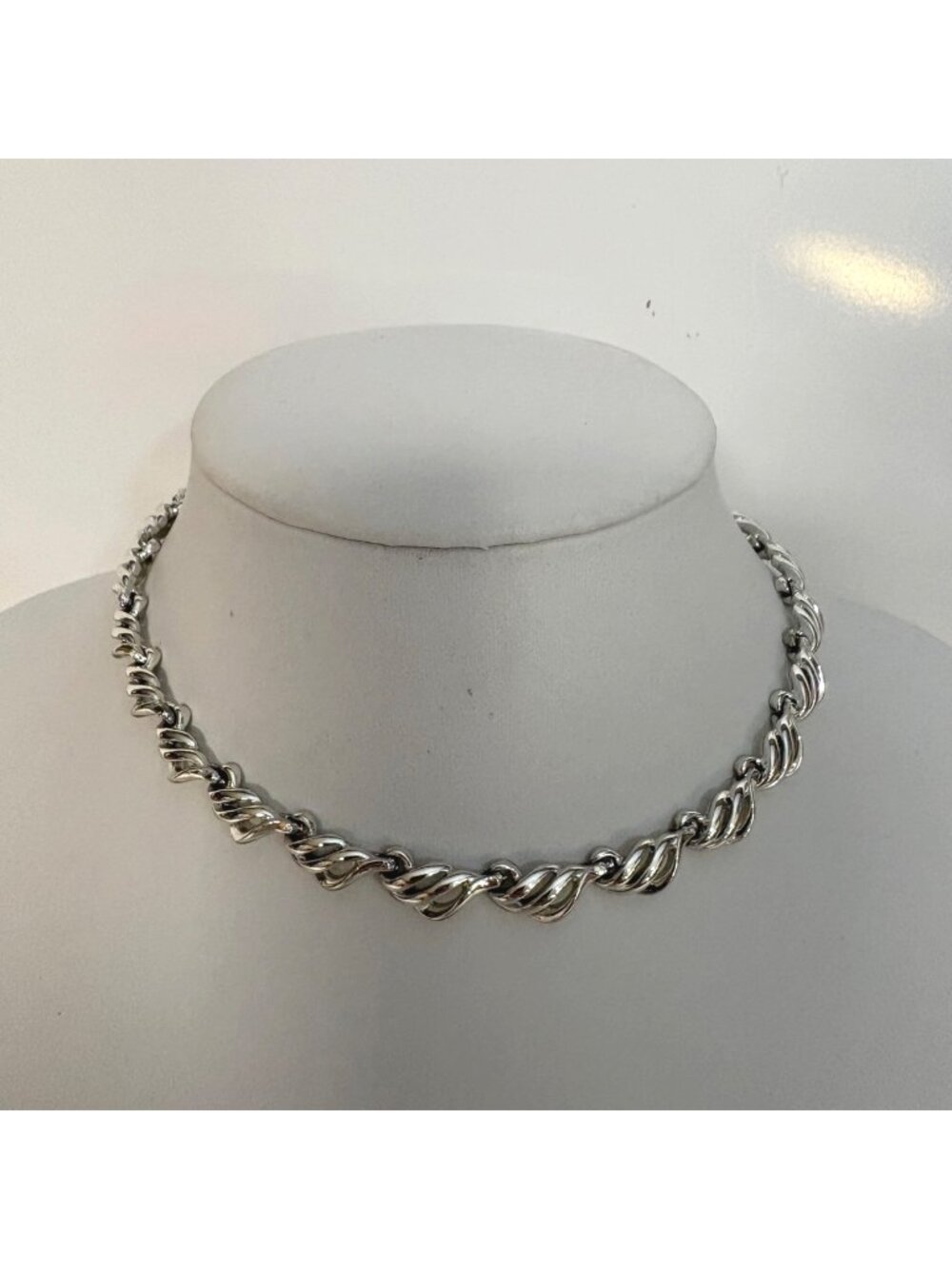 Coro Silver-Tone Choker Necklace Hook Clasp 13"-15" Vintage